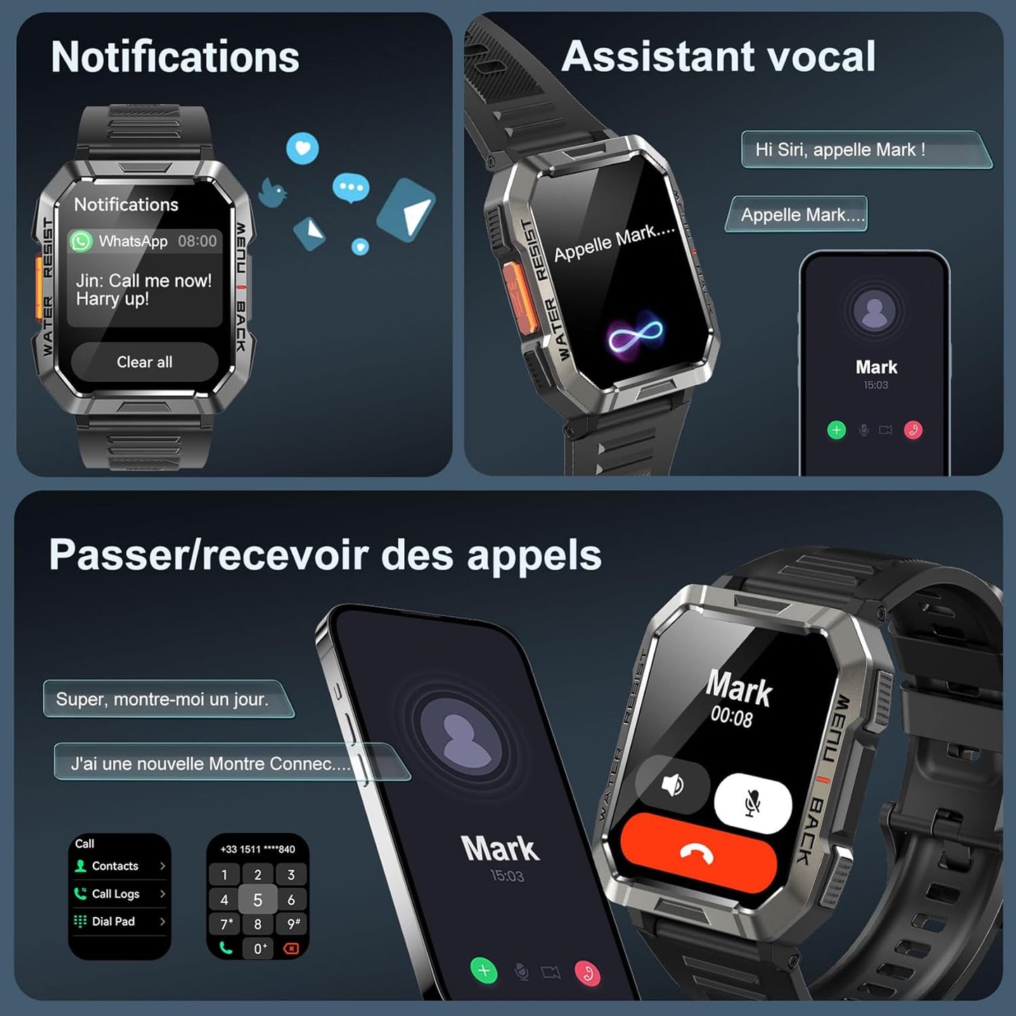 Montre Bluetooth Antichoc W60