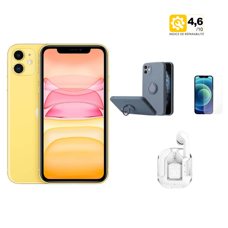 Pack Iphone 11 128GB Jaune Reconditionné