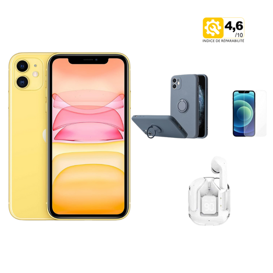 Pack Iphone 11 128GB Jaune Reconditionné